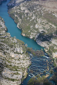 Aerial view of roški slap in krka national park, croatia