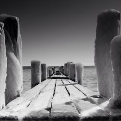 View of calm sea against clear sky