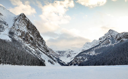 Snow covered mountain against sky