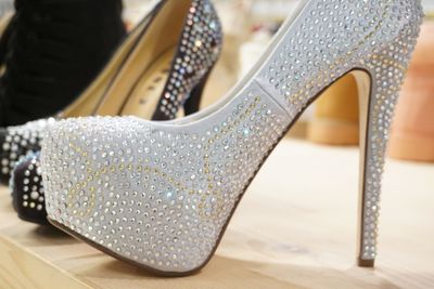 Close-up of high heels for sale at store