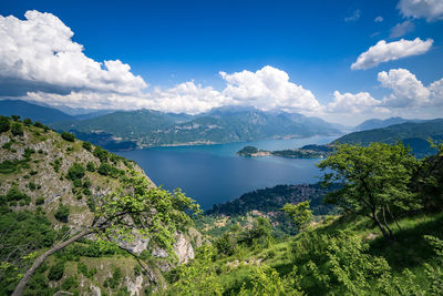 Panoramic view at lake como / lago di como in italy.