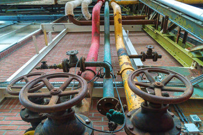 High angle view of machinery in factory