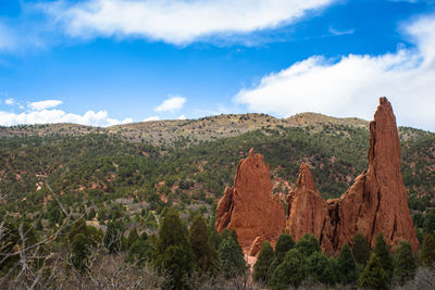 Scenic view of rocky mountains against sky