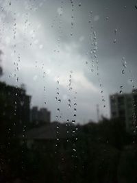 Close-up of water drops on glass