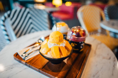 Close-up of cupcakes on table