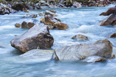 Scenic view of rocks in sea