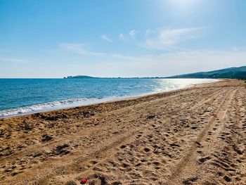 Scenic view of beach against sky