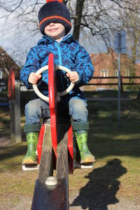 Boy playing in park