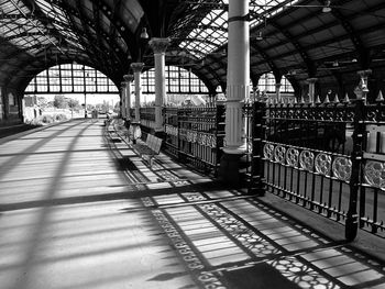 Empty railroad station platform