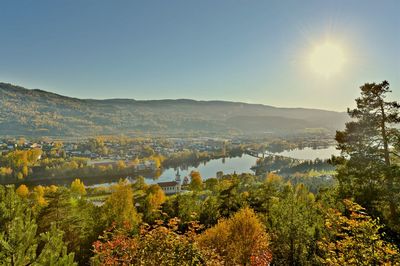 Scenic view of mountains against clear sky