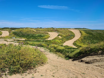 Scenic view of land against sky