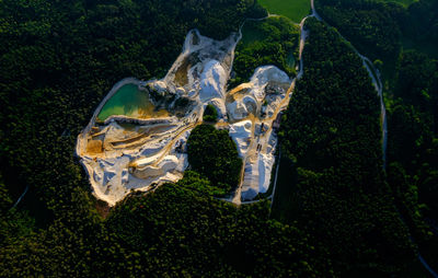 Aerial view of mining amidst trees