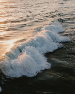 High angle view of beach at sunset