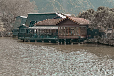 Houses by lake