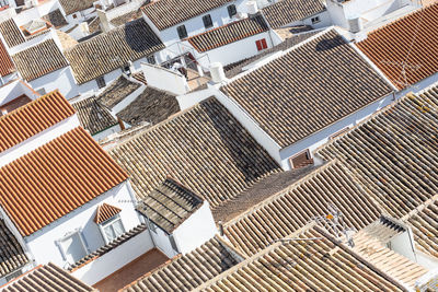 High angle view of buildings in city