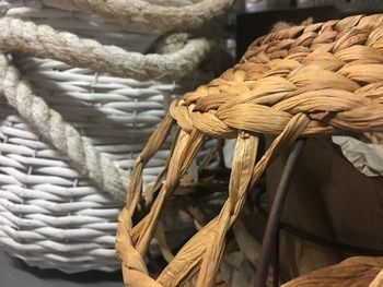 Close-up of rope tied in basket