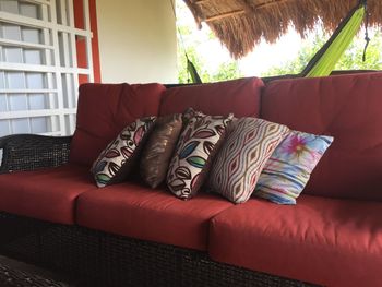 Close-up of sofa at home