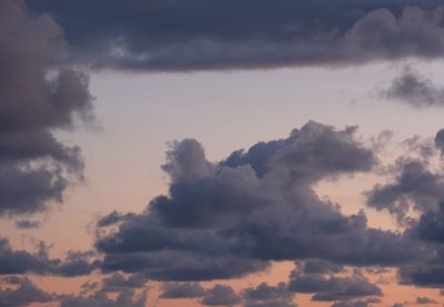 Low angle view of clouds in sky during sunset