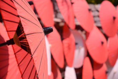 Close-up of red umbrellas