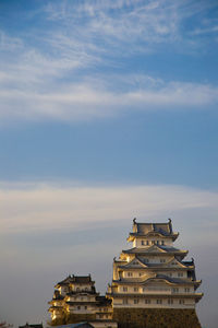 Low angle view of temple building against sky