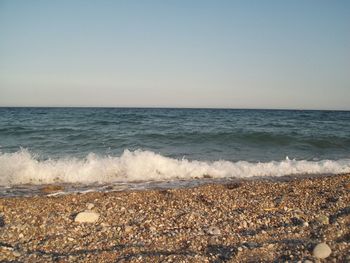 Scenic view of sea against clear sky