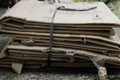 Close-up of stack of firewood