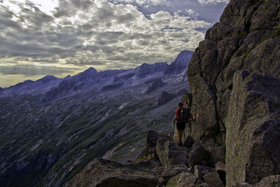 Panoramic view of rocks and mountains against sky