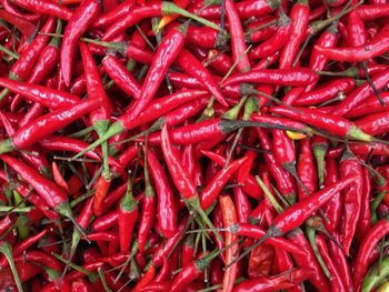 Full frame of red chili peppers