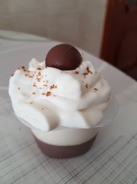 Close-up of ice cream on table