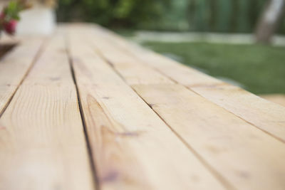 Close-up of wooden bench