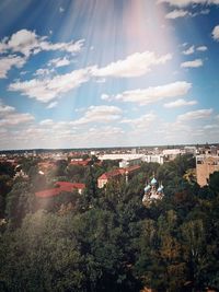 High angle view of townscape against sky