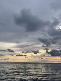 Scenic view of sea against dramatic sky