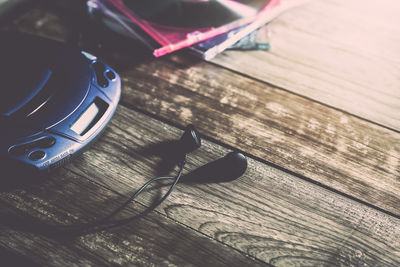 High angle view of eyeglasses on table