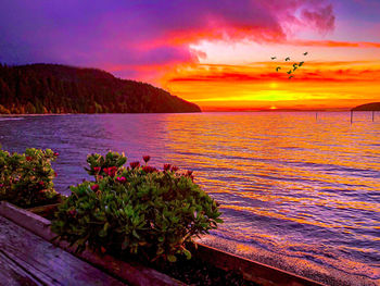 Scenic view of sea against dramatic sky