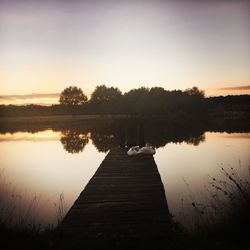 Scenic view of lake against clear sky