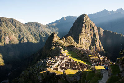 Panoramic view of mountain range against sky