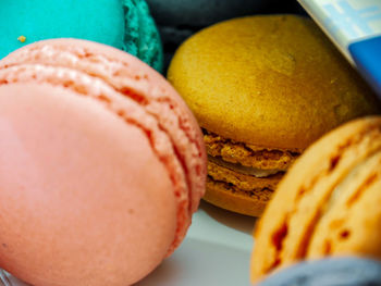 Close-up of multi colored bread on table