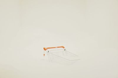 Side view of crane against white background