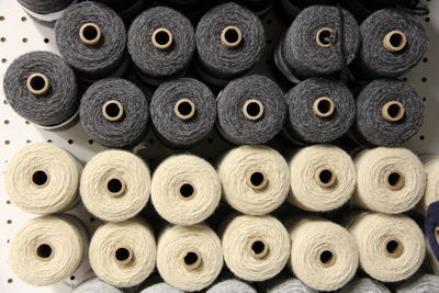 Directly above shot of thread spools