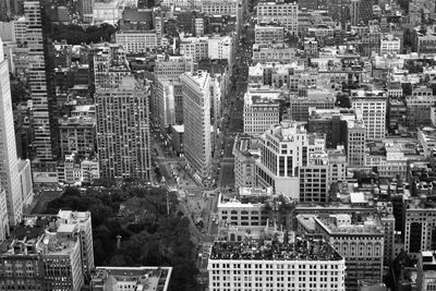 High angle view of buildings in manhattan