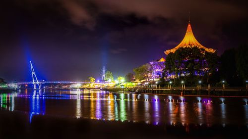 Illuminated city at night