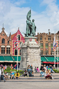 Group of people in front of building