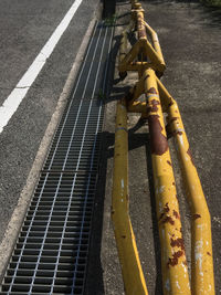 High angle view of yellow track