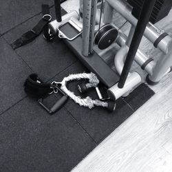 High angle view of shopping cart on floor