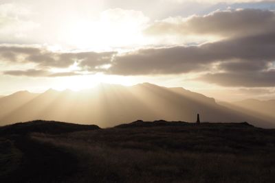 Scenic view of field against sky during sunset