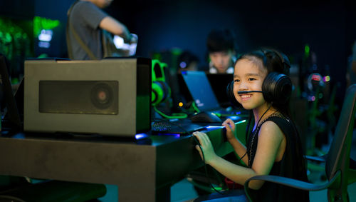 Portrait of happy girl in music concert