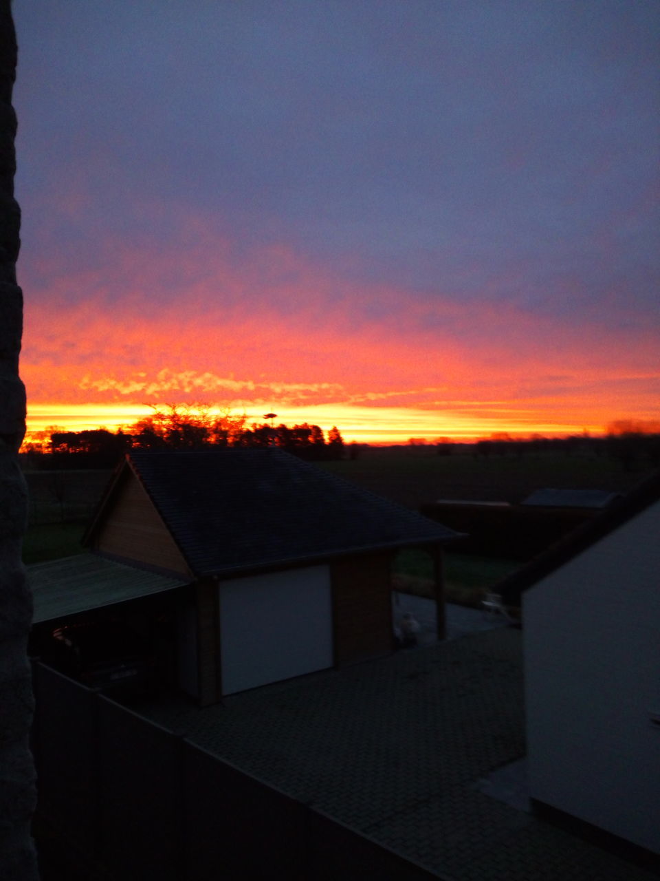 sunset, sky, orange color, cloud - sky, no people, architecture, nature, built structure, building exterior, building, house, outdoors, tranquility, silhouette, beauty in nature, scenics - nature, horizon, tranquil scene, land, landscape, romantic sky