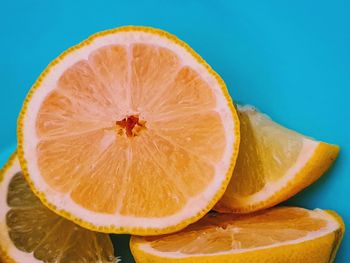 High angle view of orange slices