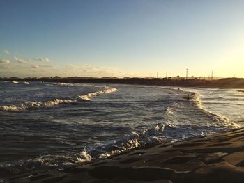 Scenic view of sea against sky during sunset