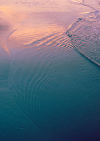 Aerial view of sea against sky at sunset